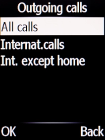 Select the required barring type.