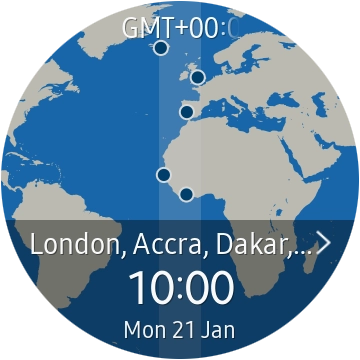 Turn the Rotating bezel right or left to select the required time zone.