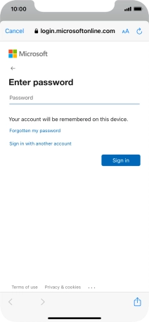 Press Password and key in the password for your email account. Press Password and key in the password for your email account.