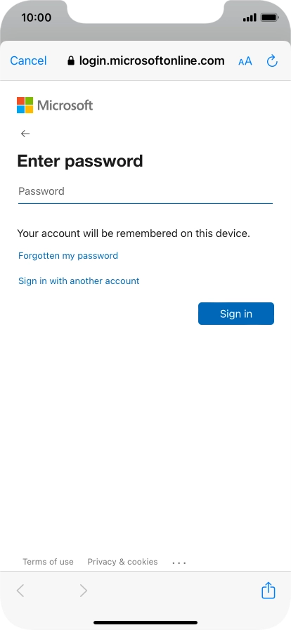 Press Password and key in the password for your email account. Press Password and key in the password for your email account.