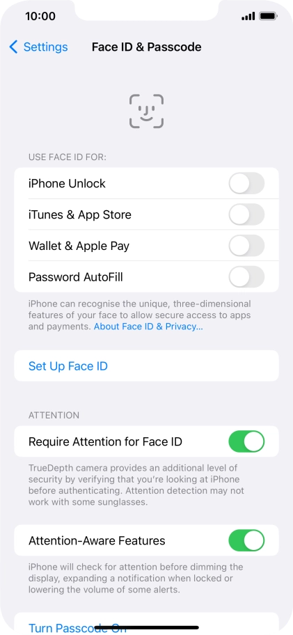 Press Set Up Face ID. Press Set Up Face ID.