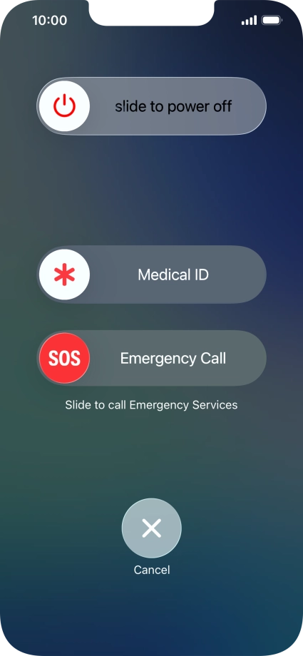 Press and drag the power off icon right. Press and drag the power off icon right.
