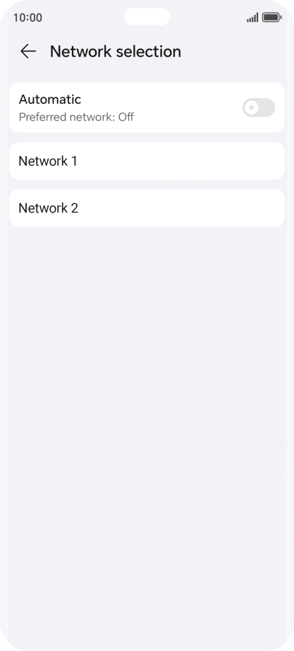 Press the required network. Press the required network.