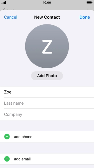 Press Last name and key in the last name. Press Last name and key in the last name.