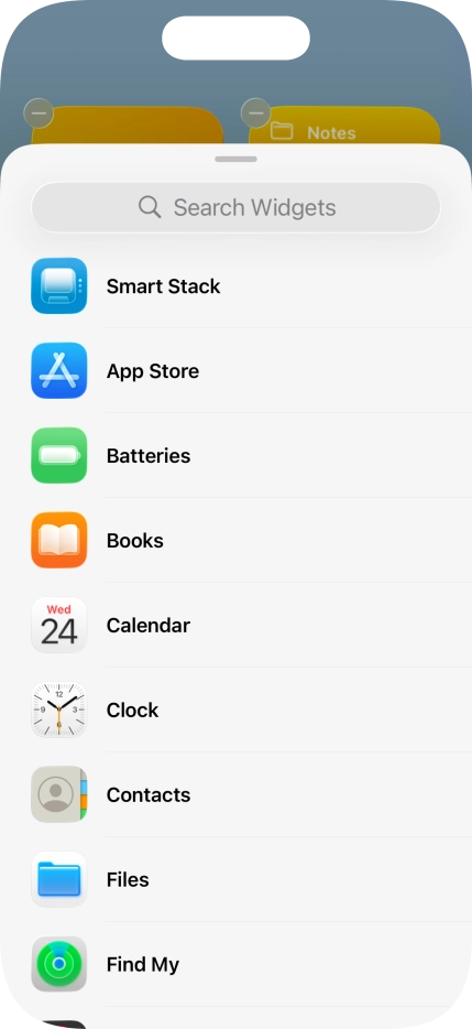 Press the required widget.