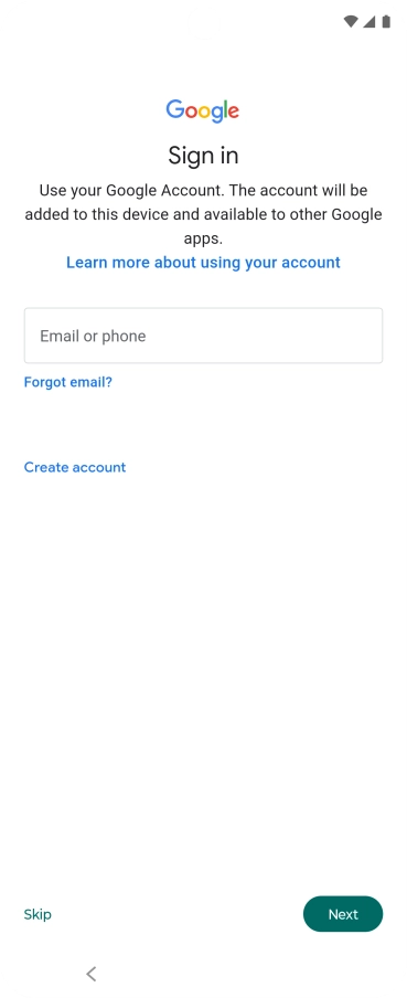 When this screen is displayed, your phone is ready to restore content from a Google One backup.