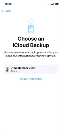 Press the required backup and your phone restores the content of the selected backup. Subsequently, follow the instructions on the screen to set up your phone and prepare it for use. Press the required backup and your phone restores the content of the selected backup. Subsequently, follow the instructions on the screen to set up your phone and prepare it for use.