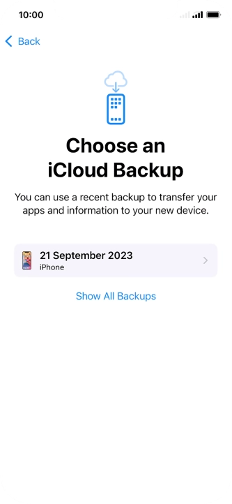 Press the required backup and your phone restores the content of the selected backup. Subsequently, follow the instructions on the screen to set up your phone and prepare it for use. Press the required backup and your phone restores the content of the selected backup. Subsequently, follow the instructions on the screen to set up your phone and prepare it for use.