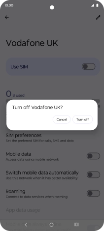 If you turn off the function, press Turn off.
