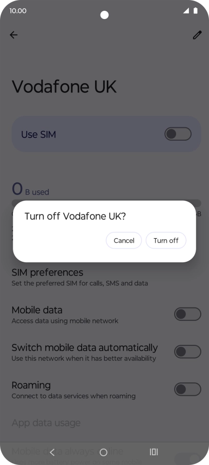 If you turn off the function, press Turn off.