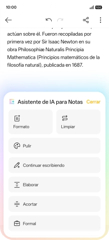 Pulsa el ajuste deseado y sigue las indicaciones de la pantalla para utilizar la función seleccionada.