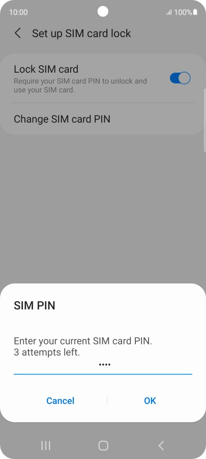 Key in your current PIN and press OK. Key in your current PIN and press OK.