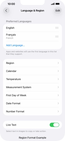 To subsequently select another language as the default language, press the move icon next to the required language and drag it to the top of the list. To subsequently select another language as the default language, press the move icon next to the required language and drag it to the top of the list.