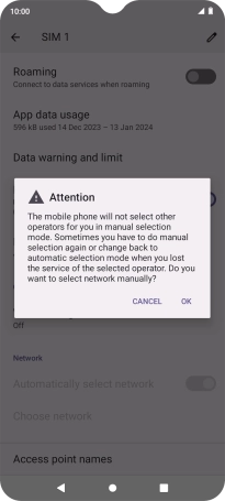 Press OK and your phone will search for networks.