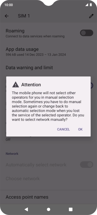 Press OK and your phone will search for networks.