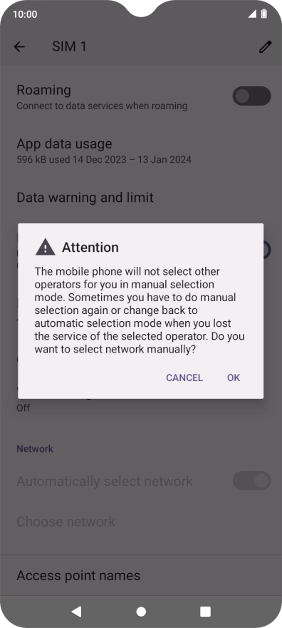 Press OK and your phone will search for networks.