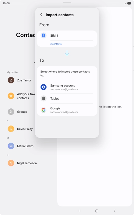Press the required Google account. Press the required Google account.