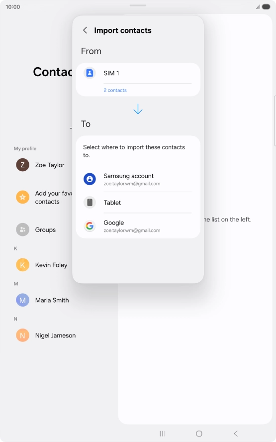 Press the required Google account. Press the required Google account.