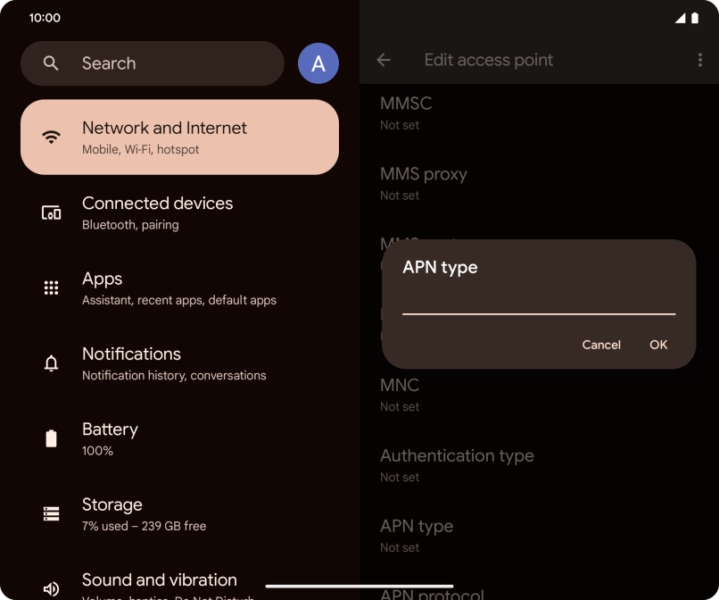 Key in default and press OK.