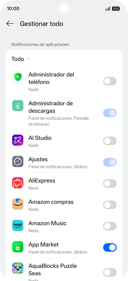 Pulsa el indicador junto a las apps deseadas para activar o desactivar la función. Pulsa el indicador junto a las apps deseadas para activar o desactivar la función.