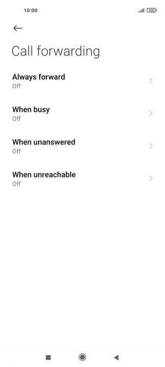 Press the required divert type. Press the required divert type.