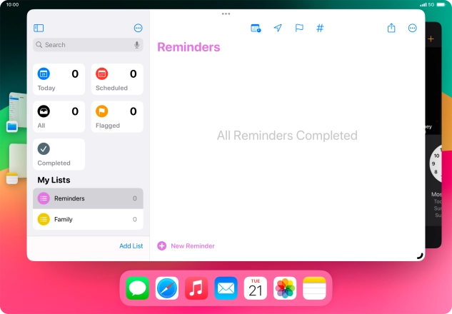 To open a non-visible running application, press the menu icon.