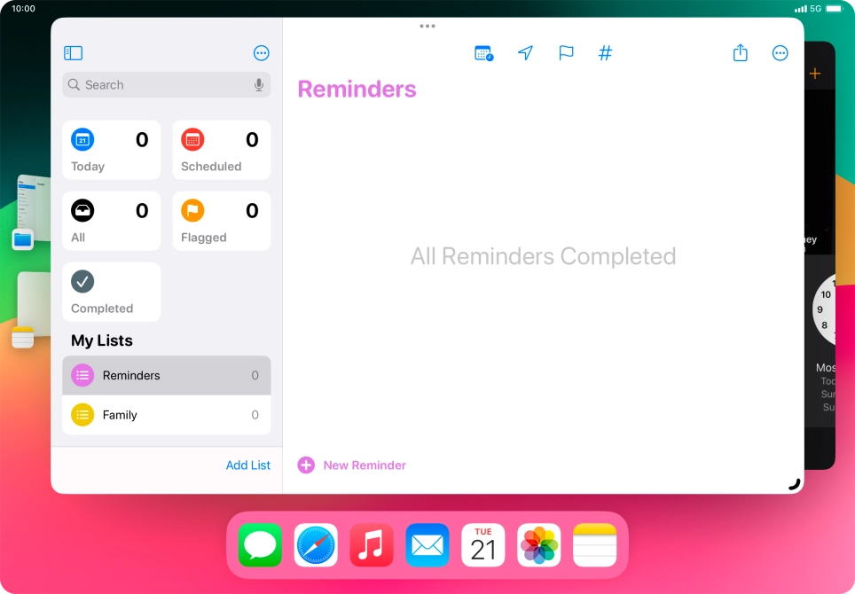 To open a non-visible running application, press the menu icon.