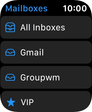 Press the required email account. Press the required email account.