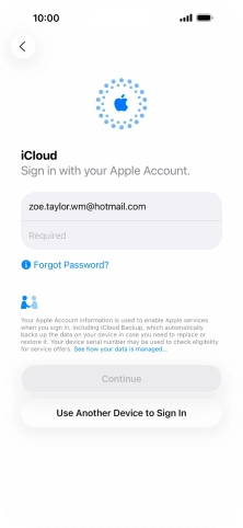 Press Required and key in the password for your Apple Account. Press Required and key in the password for your Apple Account.