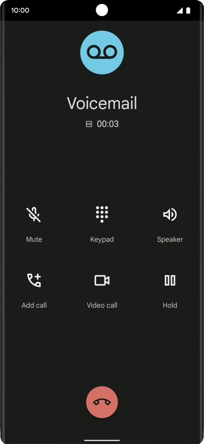 Press the end call icon. Press the end call icon.