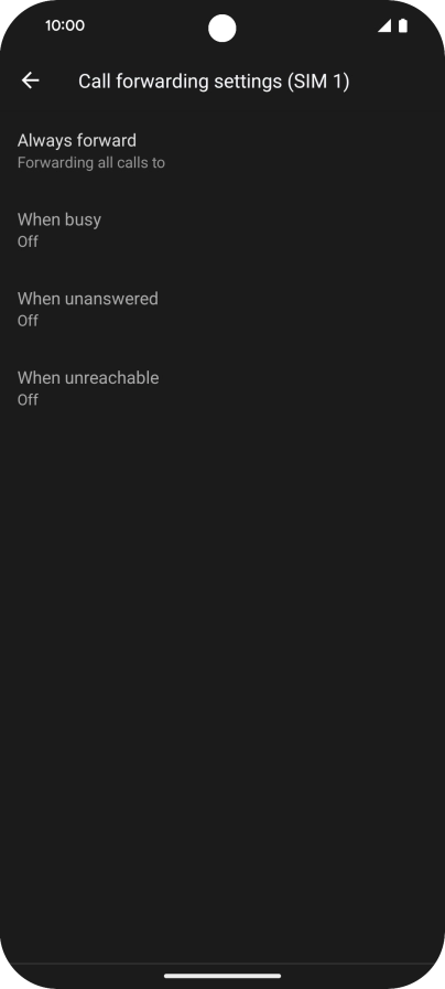 Press the required divert type. Press the required divert type.