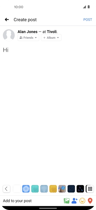 Write the required text and press POST. Write the required text and press POST.