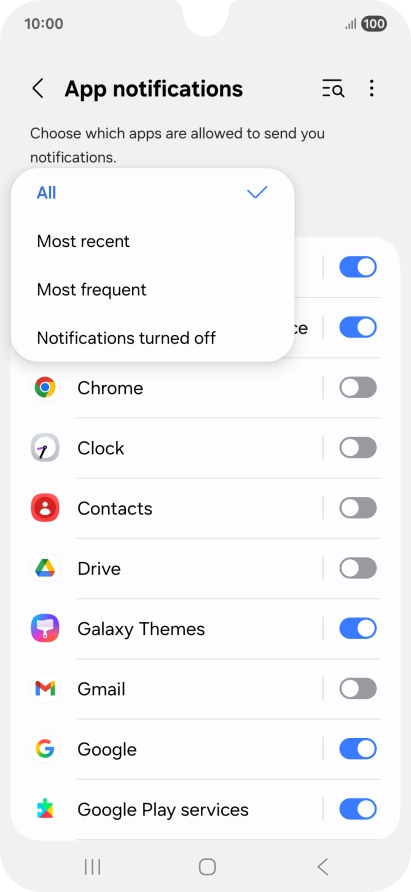 Press the required setting. Press the required setting.