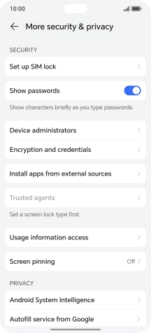 Press Set up SIM lock. Press Set up SIM lock.