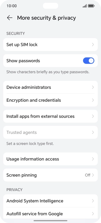 Press Set up SIM lock. Press Set up SIM lock.