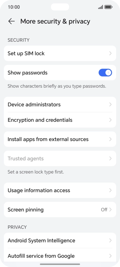Press Set up SIM lock. Press Set up SIM lock.