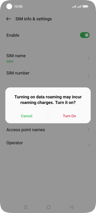 If you turn on the function, press Turn On.