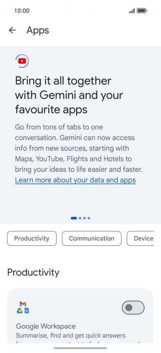 Press the indicator next to the required extension to turn on the function.