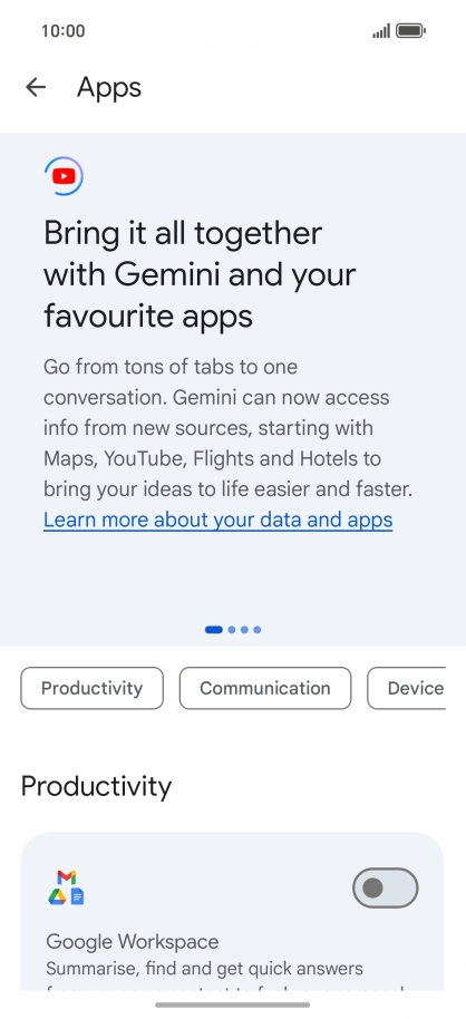 Press the indicator next to the required extension to turn on the function.