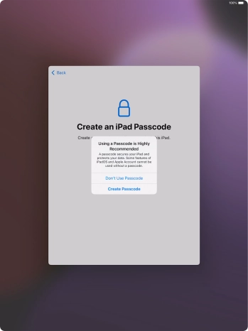 If you turn off the function, press Don't Use Passcode.
