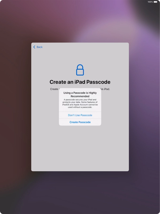 If you turn off the function, press Don't Use Passcode.