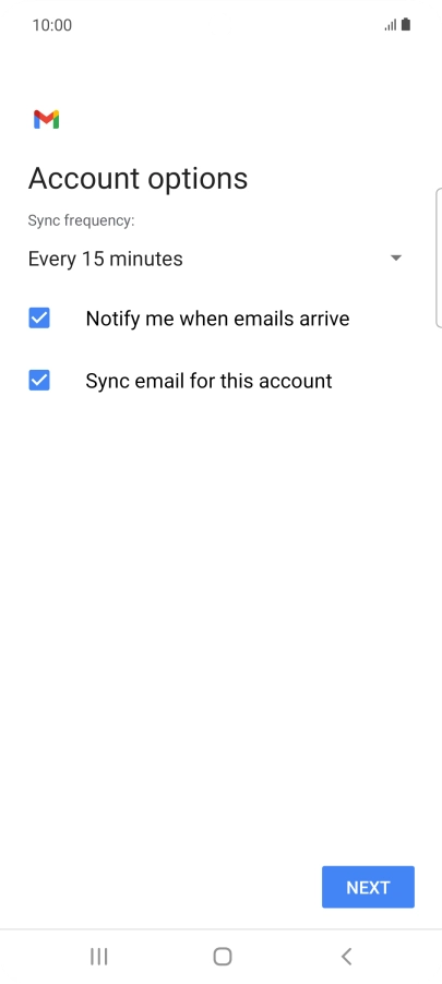 If this screen is displayed, you email account has been recognised and set up automatically. Follow the instructions on the screen to key in more information and finish setting up your phone.