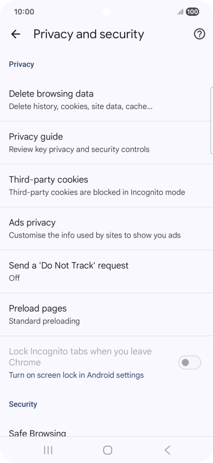 Press Delete browsing data. Press Delete browsing data.