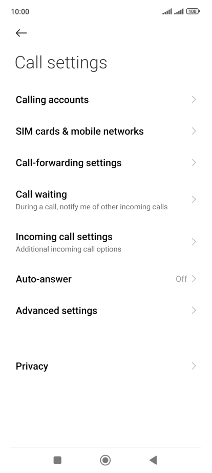 Press Call-forwarding settings.