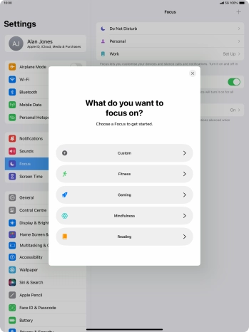 Press the required focus mode and follow the instructions on the screen to add the selected focus mode. Press the required focus mode and follow the instructions on the screen to add the selected focus mode.