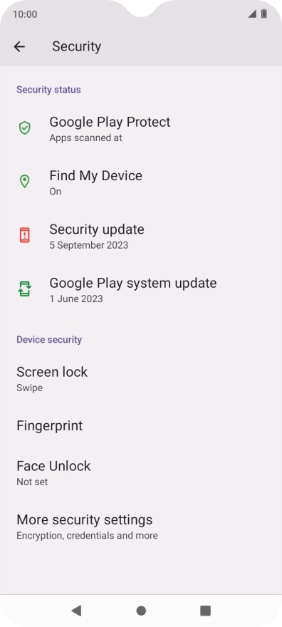 Press More security settings. Press More security settings.