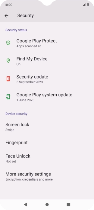Press More security settings. Press More security settings.