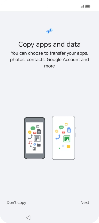 When this screen is displayed, your phone is ready to restore content from a Google One backup.