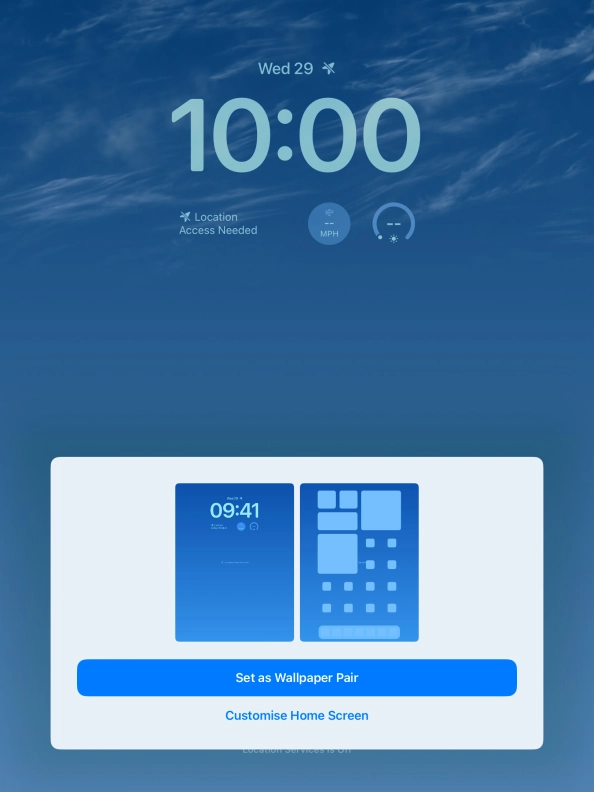To use the same colour theme on the home screen, press Set as Wallpaper Pair.