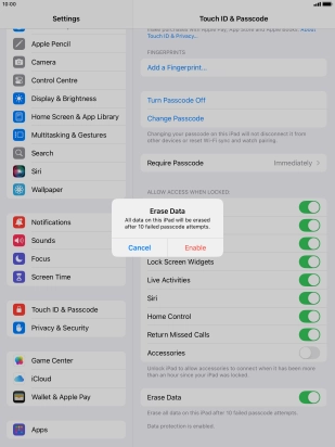 If you turn on the function, press Enable.